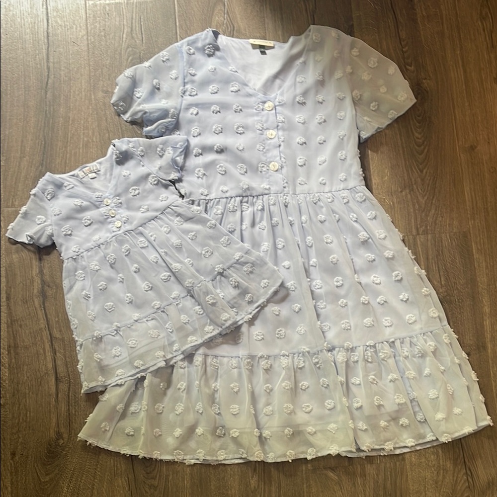 Light Blue Girls' Floral Eyelet Dress